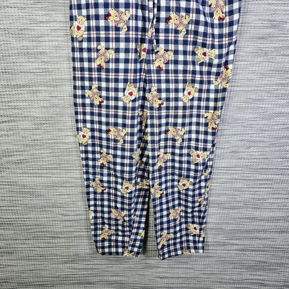 Kathy Ireland Jumpsuit Womens Medium Cotton Flannel Teddy Bear Check Plaid Cozy - Picture 13 of 15